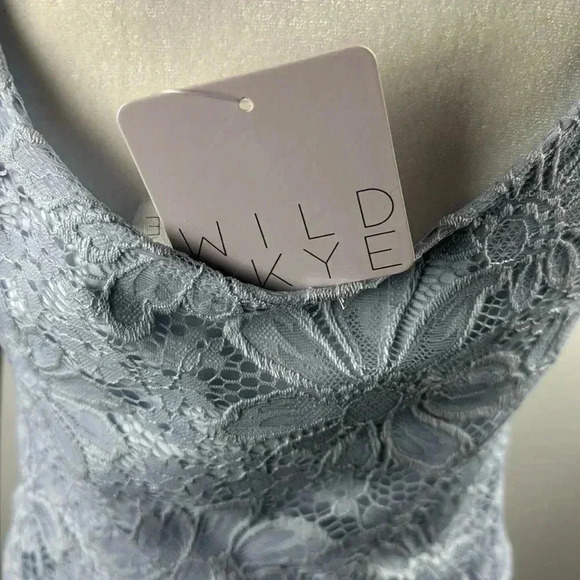 WILD SKYE SZ M NWT CAMISOLE LIGHT BLUE LACE FEMININE SEXY STRETCHY PRETTY - Picture 6 of 9